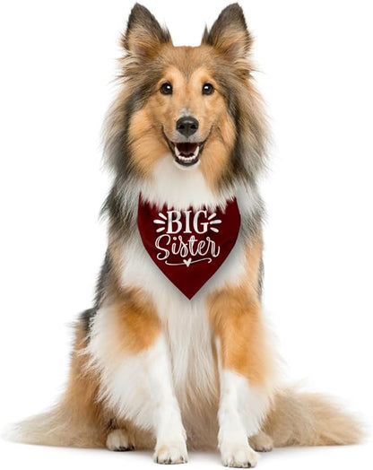 Big Sister Bandana for Dogs, Dog Pregnancy Announcement, Dark Red Dog Bandana, Pet Bandana for Small Medium Large Dogs (M)