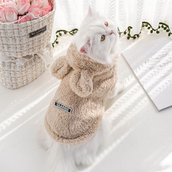 Selena Cat Bunny Ears Costume Cute Dog Kitten Hoodies Sweater Rabbit Ears Puppy Pet Apparel (X-Large,Beige)