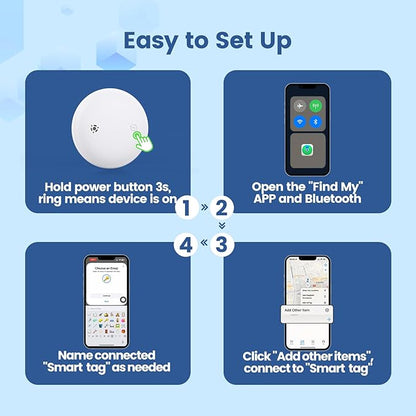 Smart Pet Tracker for Collar - Dog Trackers Location for Pet with Holder, No Monthly Fee, Real-Time Tracking, iOS Only, Emergency Contact, Long-Lasting, Anti-Lost Tracker for Cats, Bag Straps,Blue