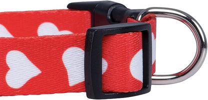 Native Pup Valentine’s Dog Collar- Valentines Day Pet Collars- Valentine Girly Hearts- Pink Red Heart- Cute Boy Girl Puppy Gift- Adjustable for Small, Medium, Large Breeds (Red Heart, Small)