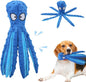Octopus Dog Toys, No Stuffing Crinkle Dog Toys for Aggressive Chewers, Durable Interactive Chew Toys for Small, Medium and Large Dogs Training and Reduce Boredom (Blue)