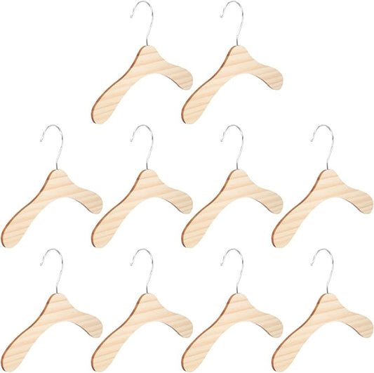 10pcs 8.66-inch Wooden Pet Clothes Hangers Wear-Resistant Small Dog Cat Hangers Household Portable Pet Accessory for Daily Use