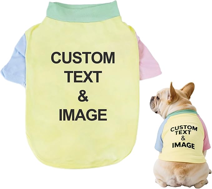 Custom Dog Shirt,Personalized Pet Apparel with Name Text Photo Image,Lightweight Breathable Puppy Kitten Cotton Vest for Small Medium Large Dogs Cats,Puppy Gift (Dopamine Yellow, Medium)