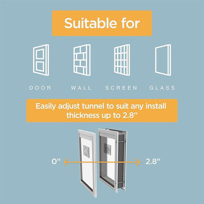 Hakuna Pets Deluxe Aluminum Pet, Cat and Dog Door with 2-Way Locking Panel for Screens, Doors and Walls up to 2.8" Thick, X-Large, Silver