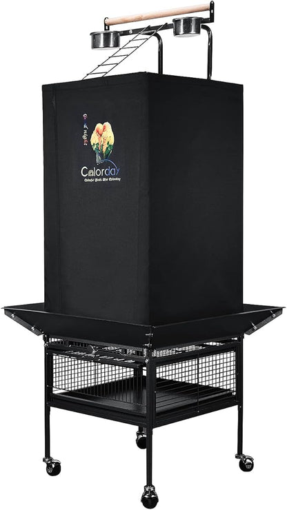 Colorday Good Night Bird Cage Cover for Large Bird Cage with Play Top (Patented), Black 61"