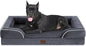 Comfort Expression Orthopedic Dog Bed for Extra Large Dogs 53x42 Inch, Waterproof Egg Crate Foam XXL Pet Bed with Removable Bolsters, Dog Couch with Washable Cover & Non-Slip Bottom, Dark Grey