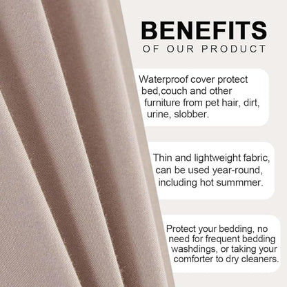 DUJUIKE Waterproof Bed Cover for Dog and Cats,Pet Hair Resistant Bed Sheet Cover, Protective BedCover with 100% Waterproof Breathable Thin Fabric (Camel, Super King 90 * 118 inch)