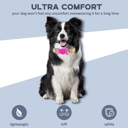 GPS Tracker for Dogs, Mini GPS Cat Tracker, Dog Tracking tag with Holder, No Monthly Fee, Work with Apple Find My(iOS Only), Dog Tracking Device, Anti-Lost, Finder Tag for Pets/Kids (Luminous-Pink.)