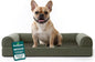 FurHaven Classic Soft Sofa Orthopedic Dog Bed for Medium Dogs, with Egg Crate with a Solid Orthopedic Foam Base for Joint Support, Removable Washable Cover, Medium, Faux Fur & Velvet, Dark Sage