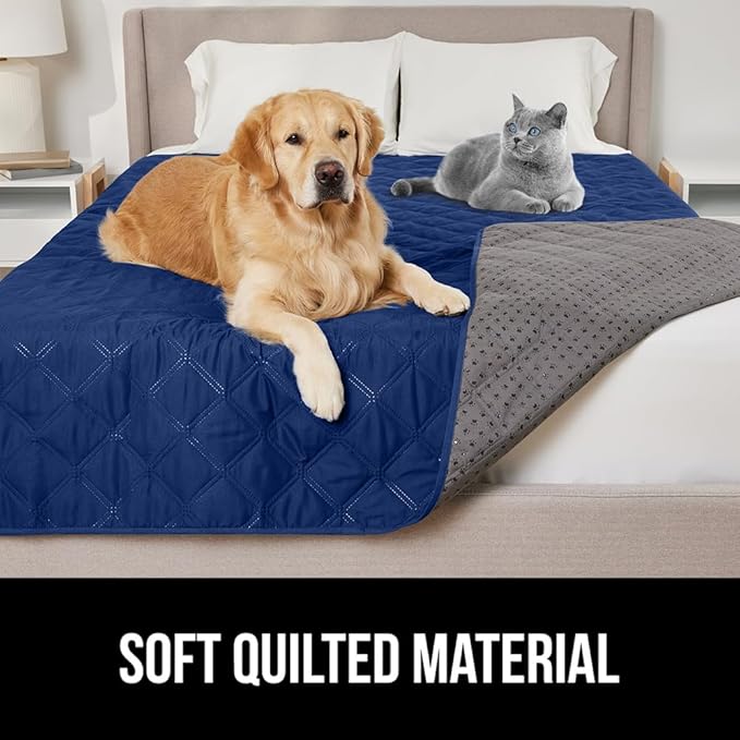 GORILLA GRIP Waterproof Couch Cover for Dogs, Gripped Slip Resistant Backing, Leak Proof Washable Dog Blanket Covers Sofa, Bed, Sectional, Crate, Car, RV Seats, Pet Puppy Essentials, 50x40 Navy Blue
