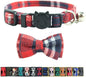 Cat Collar Breakaway with Bell and Bow Tie, Plaid Design Adjustable Safety Kitty Kitten Collars(6.8-10.8in)(Red Plaid 3)