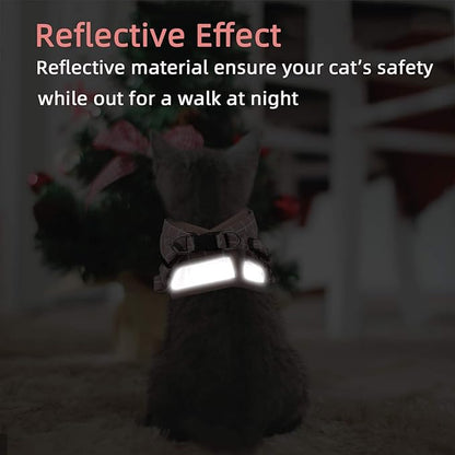 Cat & Dog Vest Harness - All Weather Mesh, Reflective Strap, Step-in Adjustable for Small Cats & Dogs (Pink-Pattern)