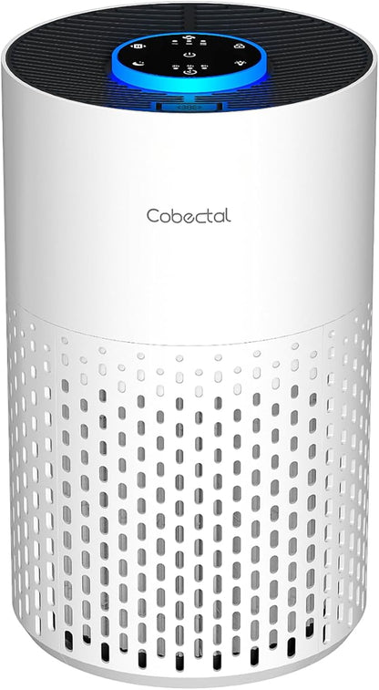 Air Purifiers for Bedroom Home, Cobectal Air Cleaner with H14 True HEPA 3-in-1 Filter for Room up to 1050 ft², Sleep Mode & Aroma Function, Portable Air Purifiers for Office, Dorm, RVs, White