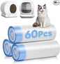 60 Count Cat Litter Box Liners Compatible with MeoWant-SCO1 & MeoWant-SCO2, Cat Litter Liners for Automatic Litter Box, Thick Heavy Duty Waste Bags with Drawstrings, 18.11" x 12.6"