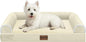 Medium Dog Bed Orthopedic Washable: Beds Bolster Medium Sized Dogs Bed Egg Crate Foam Couch Sofa Waterproof with Removable Cover - Beige