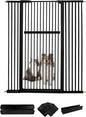Lumizone Extra Tall Pet Gate 55.12" High Pressure Mounted 50.79"-55.11" Extra Wide (9 Sizes) 1.37" Gap for Cat Dog Stairs Doorway Hallway No Drilling Auto-Close (50.79"-55.11" W, Black)