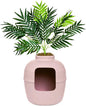 Good Pet Stuff Hidden Litter Box Planter, Decorative Cat Litter Enclosure with Carbon Filter, Artificial Plant, Easy Clean, Improved Design, Round Style, Base Kit, Blush Pink