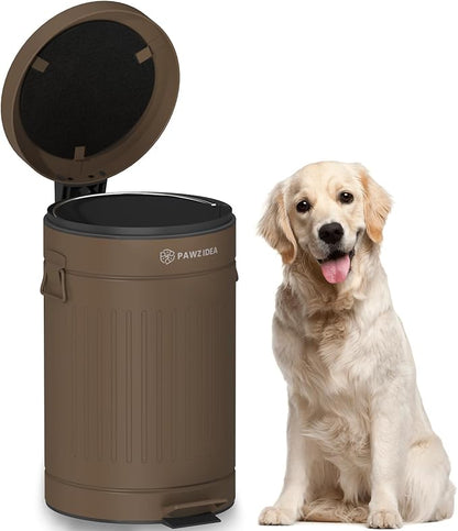 PAWZIDEA Dog Poop Trash Can Outside Odor Control, 3.1Gallon Pet Waste Trash Can Outdoor Waterproof, Dog Poop Container Bin Outdoor Garbage Can with Lid, 7.8in Activated Carbon Filter Pet Waste Station