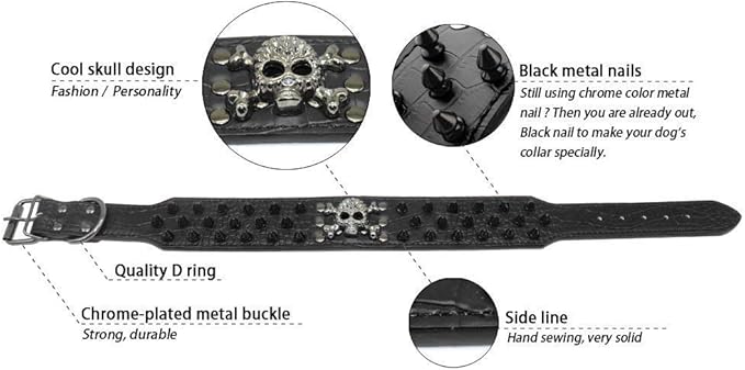 Serijoars Spiked Studded Dog Collar, PU Leather Dog Collar, Adjustable Pet Collars for Medium or Large Breed Pet (L, Red2)