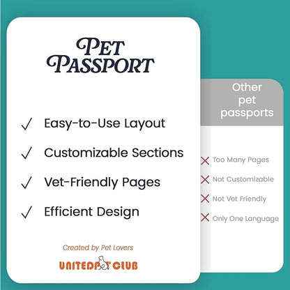 Color Premium PU Leather stitch-sewn US Pet Passport Medical Record for Pet Health and Vaccination English + Spanish for Cat, Dog, Puppy and Kitten (Christmas Red, Single)