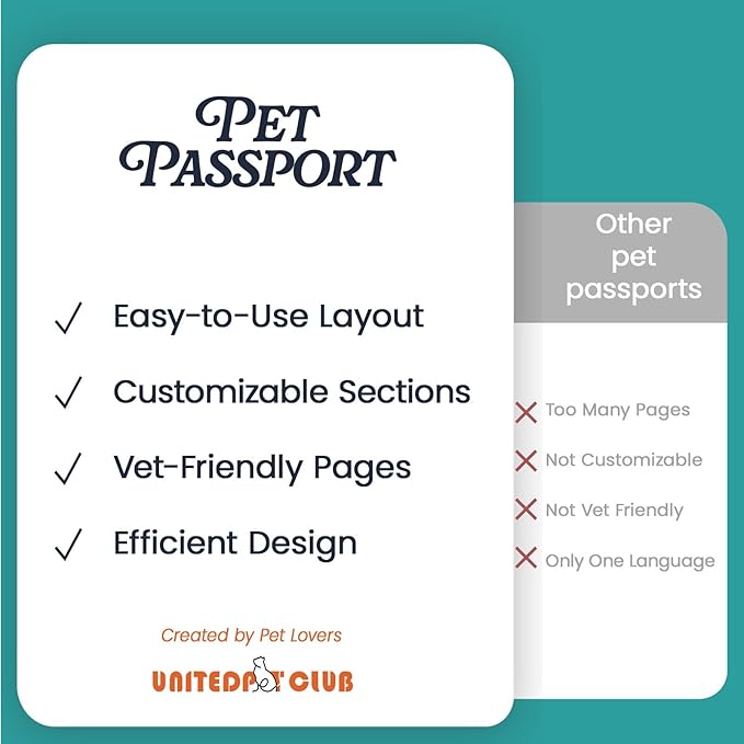 Color Premium PU Leather stitch-sewn US Pet Passport Medical Record for Pet Health and Vaccination English + Spanish for Cat, Dog, Puppy and Kitten (Brown, Single)