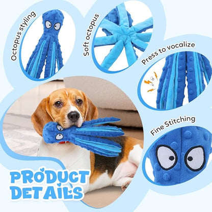 Octopus Dog Toys, No Stuffing Crinkle Dog Toys for Aggressive Chewers, Durable Interactive Chew Toys for Small, Medium and Large Dogs Training and Reduce Boredom (2PCS-A)