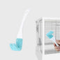 Stainless Steel Bird Cage Cleaner with Long Handle - Dual Head Brush & Scraper for Parrot Cages, Perch Cleaning Tool–Durable Cage Cleaning Tool & Accessory (2, Blue)