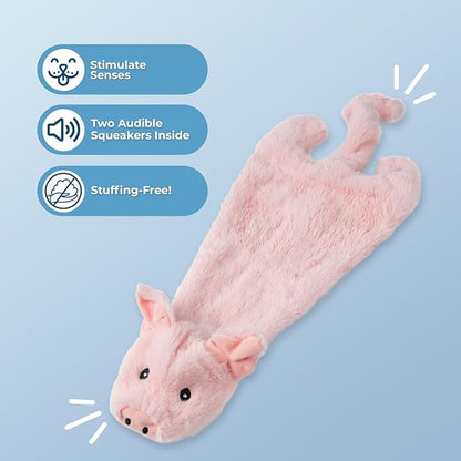 Best Pet Supplies Squeaky Dog Toys with Soft Durable Fabric for Small, Medium and Large Pets Interactive Toy for Indoor Play, Supports Active Biting and Play - Pig, Small