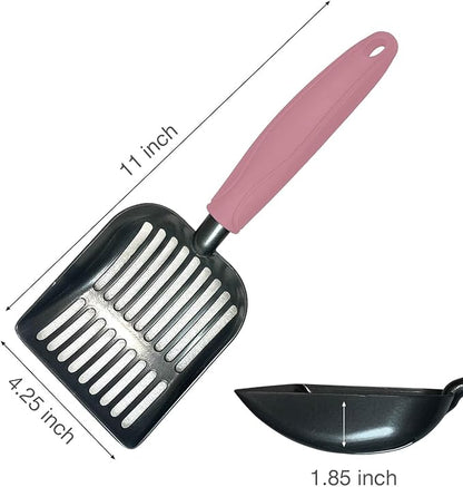 Cat Litter Scoop, Kitty Metal Scooper, Aluminum Alloy Sifter, Kitten Pooper Lifter, Deep Shovel, Long Handle, Poop Sifting, Durable, Heavy Duty, for Litter Box