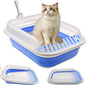 kathson Collapsible Kitten Litter Box,Foldable Anti-Splashing Small Kitty Litter Box Low Entrance Cat Potty Pan with Falling Sand Pedal Waterproof Portable Cat Toilet for Kittens (Blue)