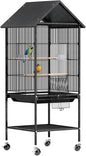 VINGLI Bird Cage with Rolling Stand for Parrots, Cockatiels, Budgies, Lovebirds, Small/Medium Birds (50" H with Spire Roof)