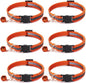 6 Pack Reflective Cat Collar with Bell, Breakaway and Safe Collars for Cats, Nylon, Pet Collar Adjustable19-32cm (Orange)