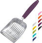 WePet Cat Litter Scoop, Aluminum Alloy Sifter, Kitty Metal Scooper, Deep Shovel, Long Handle, Poop Sifting, Kitten Pooper Lifter, Durable, Heavy Duty, for Litter Box