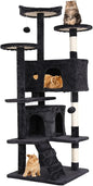 54in Cat Tree Cat Climbing Tower with Scratching Post, Cats House Perch Kitten Tree Condo Wood Playhouse, Pet Trees Tower for Indoor Cats, Dark Gray