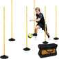 6 FT Agility Poles for Soccer, Basketball, Football, Equestrian, Pet Training, 4/6/8/10 Pack Detachable Soccer Poles w/Rubber Bases, Pole Bending Poles for Horses, Indoor/Outdoor Use