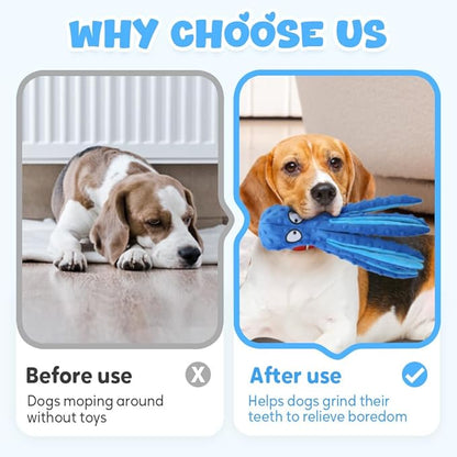 Octopus Dog Toys, No Stuffing Crinkle Dog Toys for Aggressive Chewers, Durable Interactive Chew Toys for Small, Medium and Large Dogs Training and Reduce Boredom (2PCS-A)