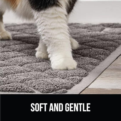 GORILLA GRIP Cat Litter Box Mat, Water Resistant, US Designed Kitty Litter Trapping Mats, Easy to Clean, Scatter Control, Less Mess and Clean Floors, Kitten Supplies for Indoor Cats, 30x20 Grey
