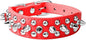 Spiked Dog Collar Soft Pu Leather Mushrooms Rivet Spike Studded Puppy Adjustable Pet Collars for Small Breeds (XS, Red)