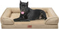 Comfort Expression Waterproof Orthopedic Foam Dog Beds for Extra Large Dogs Sofa Pet Bed Washable Removable Cover with Zipper and Bolster 53" L x 42" W x 8.5" Th, Light Brown