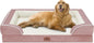 Comfort Expression Orthopedic Dog Bed for Extra Large Dogs 42x30 Inch, Waterproof Supportive Egg Crate Foam XL Pet Bed with Removable Bolsters, Dog Couch with Washable Cover & Non-Slip Bottom, Pink