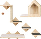 HOOBRO Wood Cat Wall Shelves, Set of 5 Cat Wall Mounted Furniture, Climbing Shelves with House, Steps, Scratching Post, Perch, Sturdy and Anti-Slip, Natural NL43CS03G1