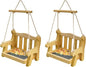 GDYOOSHOW Set of 2 Regency Porch Swing Bird Feeder Cedar Bench Shaped Squirrel Feeder for Outside Draining Metal Mesh Base (Light Yellow 2pcs)
