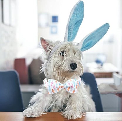 Lionheart glory Easter Dog Collar with Bow Tie Carrot Print Dog Collar Girl or Boy Soft Durable Adjustable Collar Bows Spring Collar Dog Bow for Medium Dogs