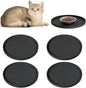 4 PCS Thickened Pet Silicone Food Mat, Nonslip Waterproof Cat Dog Feeding Bowl Mats with Raised Edges for Food and Water Prevent Spills, Round Eating Tray for Floors, Puppy Kitten, 10'' x 10''