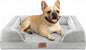 Comfort Expression Orthopedic Dog Bed for Medium Dogs 30x20 Inch, Waterproof Egg Crate Foam Medium Pet Bed with Removable Bolsters, Dog Couch with Washable Cover & Non-Slip Bottom, Grey White