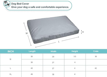 Explore Land Scratch Resistance Dog Bed Cover Canvas Washable Dog Crate Pad Replacement Cover, 40Lx27Wx4H inch, Charcoal