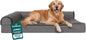 FurHaven Orthopedic Dog Bed for Large Dogs, L-Shaped Chaise Mattress with Orthopedic Egg Crate & Solid Orthopedic Foam Base for Joint Support, Washable Cover, Jumbo XL, Plush & Velvet, Platinum Gray