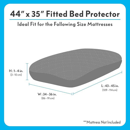 Paw Inspired Waterproof Fitted Cover for Dog Bed | Washable Bed Protector for Dog Mattress | Removable Replacement Cover for Large to XL Pet Bed (Gray, 44 x 35 x 6 Inch)