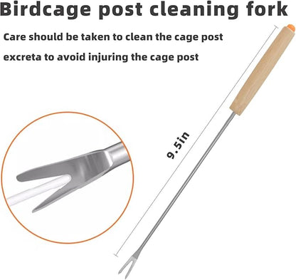 5 PCE Set Bird Cage Cleaner Stainless Steel Poop Remover Bird Cage Accessories Parakeet Items Small Animal Cage Cleaning