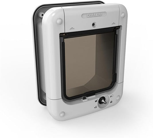 Cat Mate Microchip Activated Cat Flap, For Cats and Small Dogs, Easy Installation in UPVC Doors, Glass, and Wooden Doors - White